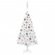  Arbre de Noël artificiel avec LED et boules Blanc 120 cm PVC