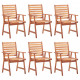 Chaises à dîner d'extérieur 6 pcs avec coussins acacia massif 