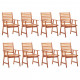 Chaises à dîner d'extérieur 8 pcs avec coussins acacia massif 