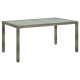 Table de jardin 150x90x75 cm verre trempé et poly rotin gris