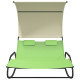 Transat chaise longue bain de soleil double à bascule avec auvent 175,5 x 137,5 x 182,5 cm - Couleur au choix Vert-crème