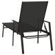 Transat chaise longue bain de soleil lit de jardin terrasse meuble d'extérieur acier et tissu textilène noir helloshop26 02_0012250 