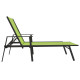 Transat chaise longue bain de soleil lit de jardin terrasse meuble d'extérieur acier et tissu textilène vert helloshop26 02_0012251 