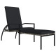Transat chaise longue bain de soleil lit de jardin terrasse meuble d'extérieur avec repose-pied résine tressée gris helloshop26 02_0012590