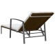 Transat chaise longue bain de soleil lit de jardin terrasse meuble d'extérieur avec coussin résine tressée marron helloshop26 02_0012519 