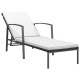 Transat chaise longue bain de soleil lit de jardin terrasse meuble d'extérieur avec coussin résine tressée noir helloshop26 02_0012531