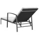 Transat chaise longue bain de soleil lit de jardin terrasse meuble d'extérieur avec coussin résine tressée noir helloshop26 02_0012531 