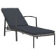 Transat chaise longue bain de soleil lit de jardin terrasse meuble d'extérieur avec coussin résine tressée gris helloshop26 02_0012511