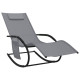 Transat chaise longue bain de soleil lit de jardin terrasse meuble d'extérieur 147 cm à bascule gris acier et textilène helloshop26 02_0012970