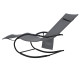 Transat chaise longue bain de soleil lit de jardin terrasse meuble d'extérieur 147 cm à bascule gris acier et textilène helloshop26 02_0012970 