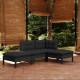 Salon de jardin 4 pcs avec coussins bois de pin massif - Couleur au choix Noir