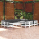 Salon de jardin 14 pcs avec coussins blanc bois de pin solide