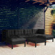 Salon de jardin 7 pcs avec coussins noir bois de pin + table basse