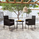 Mobilier à dîner de jardin 3 pcs résine tressée noir