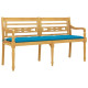 Banc de jardin meuble de patio d'extérieur terrasse avec coussin 150 cm bois de teck massif - Couleur au choix Bleu-clair