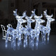 Décoration de noël avec rennes et traîneau acrylique – Nombre de LED et couleur d'éclairage au choix Blanc froid|240