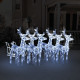 Décoration de noël avec rennes et traîneau acrylique – Nombre de LED et couleur d'éclairage au choix Blanc froid|320