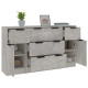 Ensemble de buffets 3 pcs gris béton bois d'ingénierie 