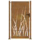 Portail de jardin 105x180 cm acier corten conception d'herbe 
