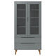 Armoire à vitrine molde gris 90x35x175 cm bois de pin massif 