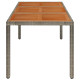 Table de jardin dessus en bois gris 150x90x75 cm résine tressée 
