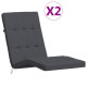 Coussins de chaise longue lot de 2 tissu oxford - Couleur au choix Anthracite