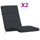 Coussins de chaise longue lot de 2 tissu oxford - Couleur au choix Noir