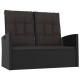 Banc de jardin meuble de patio d'extérieur terrasse inclinable et coussins noir 118 x 62 x 95 cm résine tressée 