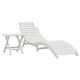 Transat chaise longue bain de soleil lit de jardin terrasse meuble d'extérieur avec table blanc bois massif d'acacia helloshop26 02_0012601