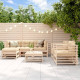 Salon de jardin 7 pcs avec coussins bois massif