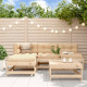 Salon de jardin 5 pcs avec coussins bois massif