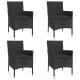 Mobilier à dîner de jardin et coussins 5pcs noir résine tressée 