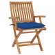 Chaises pliables de jardin avec coussins teck solide - Couleur des coussins et nombre de chaises au choix Bleu