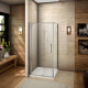Cabine de douche 90 x 76 x 187 cm porte pivotante avec barre de fixation 140cm verre anticalcaire     