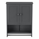 Armoire salle de bains meuble de rangement placard mural avec porte-serviettes 2 portes mdf 65 cm gris