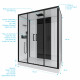 Cabine de douche rectangle 170x90x215cm - blanche avec profilé noir mat à receveur haut - infinity high 
