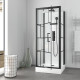 Cabine de douche carrée 80x80x213 cm - porte pivotante - fond blanc et profilés noir mat - rubiq