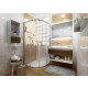 Porte de douche ancoswing 1/4 de rond, coulissante deux volets, en verre sécurit transparent 4mm, 90x190cm - Couleur au choix