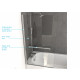 Pare baignoire pivotant 150x85cm profile aluminium chrome avec verre transparent et porte serviette - tshape chrome 