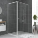 Paroi porte de douche blanc retour 80x185cm pour porte - verre transparent 5mm - whity side 80