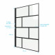 Pare baignoire pivotant serigraphie type industriel noir mat - 125x75cm - profile aluminium noir mat avec verre transparent - blocks 125 