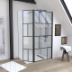 Paroi de douche 120cm + volet pivotant 45cm + barre de fixation noir mat Aurlane - FAC660