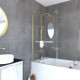 Pare-baignoire pivotant avec porte-serviette 85x150cm - or doré brossé - verre 6mm - tshape goldy Aurlane - FAC800