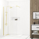 Paroi de douche à l'italienne 100x200 cm verre trempé 8 mm - finition or brossé - freedom 2 gold Aurlane - FAC923