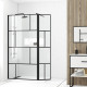 Paroi de douche avec pivot 100+40x195cm - sérigraphie type briques et profilés noir - dark blocks Aurlane - FAC929