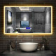 Aica miroir salle de bain anti-buée led de 140 x 80 cm de 3 couleurs avec bluetooth, horloge, date et tompérature