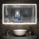 Aica miroir salle de bain anti-buée led de 70 x 50 cm de 3 couleurs avec bluetooth, horloge, date et tompérature 