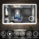 Aica miroir salle de bain 120x70cm 3 couleurs led réglable+antibuée(bluetooth haut-parleur,horloge,date,température)+grossissant