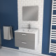 Meuble salle de bain 60cm monté suspendu - avec tiroirs, vasque et miroir - box-in 60 - Couleur au choix