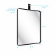 Miroir salle de bain 60x80cm suspendu noir mat - avec lanière effet cuir noir - nordik rektangel Aurlane - LAV607 